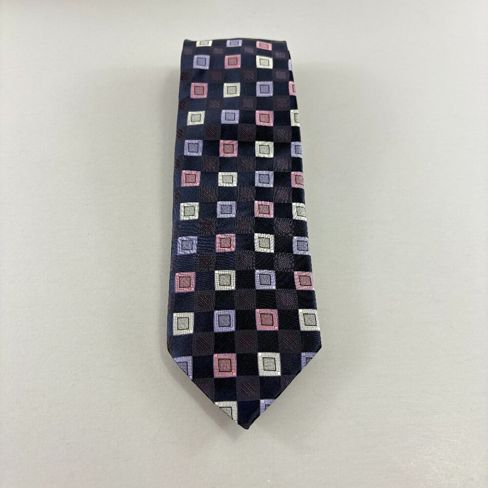 Alexander Julian Colours Navy / Purple Pink Check Men's Extra Long Tie 63"